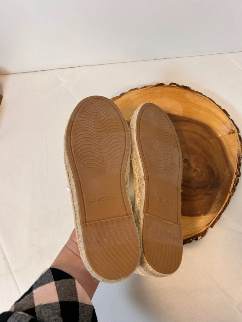 Lands'‎ End Sea-sport Espadrille Cream Canvas Lace-Up Boat Shoes Women’s 8